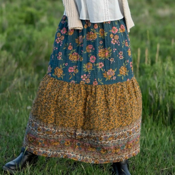 NATURAL LIFE Dresses & Skirts - NATURAL LIFE Teal Floral Camille Boho Maxi Skirt Small NWT Spring Summer